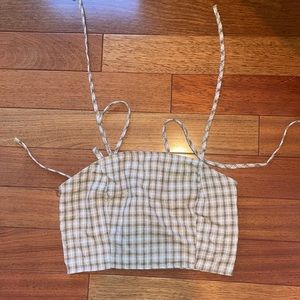 Crop Top with laces; tan plaid